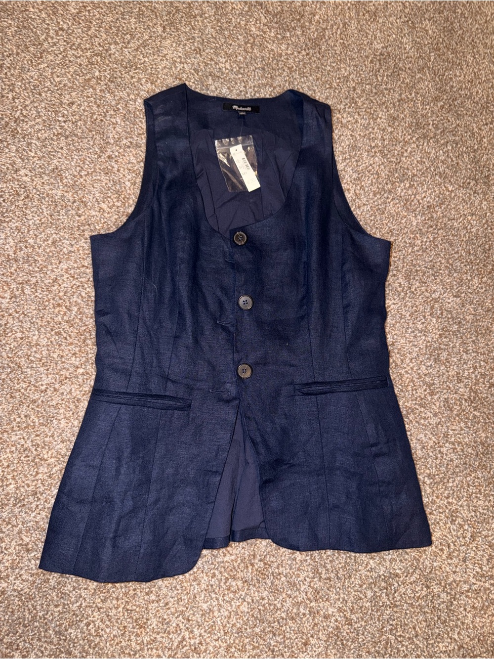 Madewell Dark Navy Sleeveless Buttoned Vest